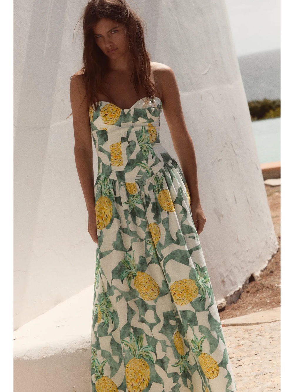 Zara FRUIT PRINT BUSTIER POPLIN DRESS - Picture 6 of 11
